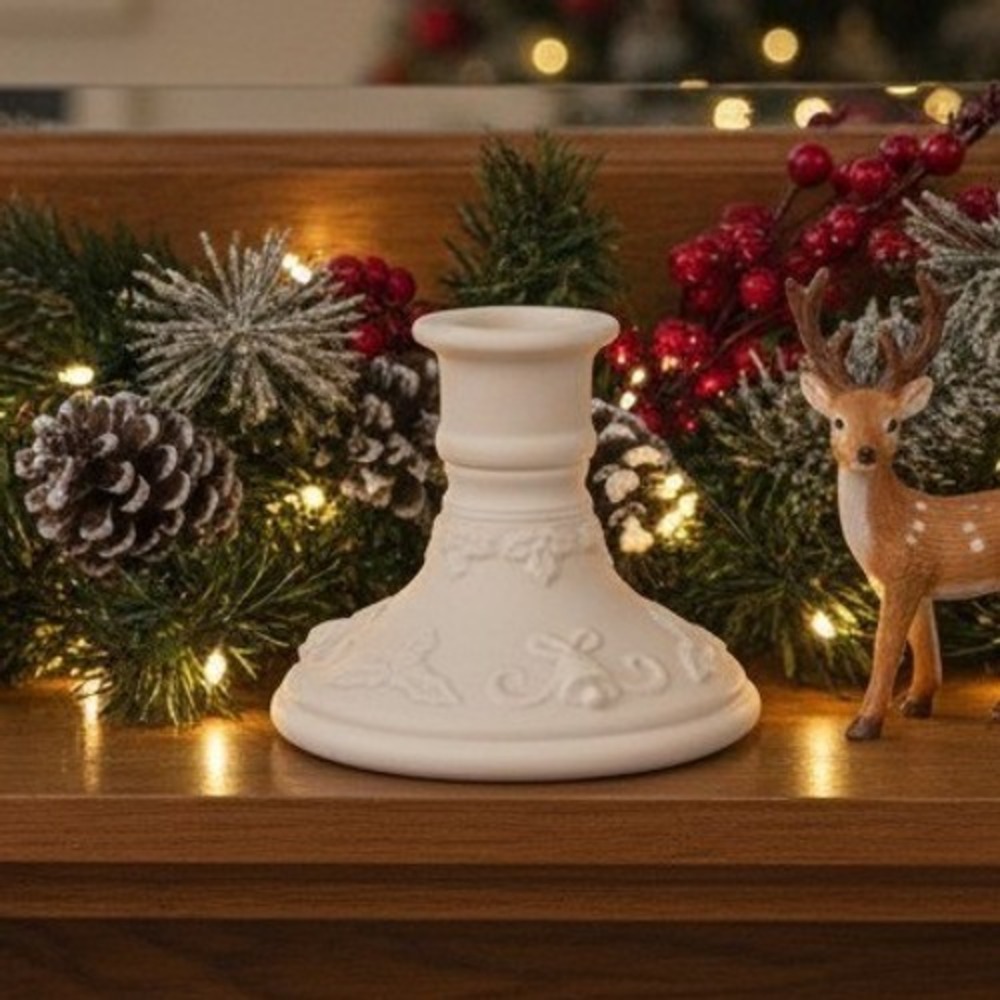 PartyLite Winterset Tealight Taper Holder, Vtg Bell & Holly Accents, Bottom Only